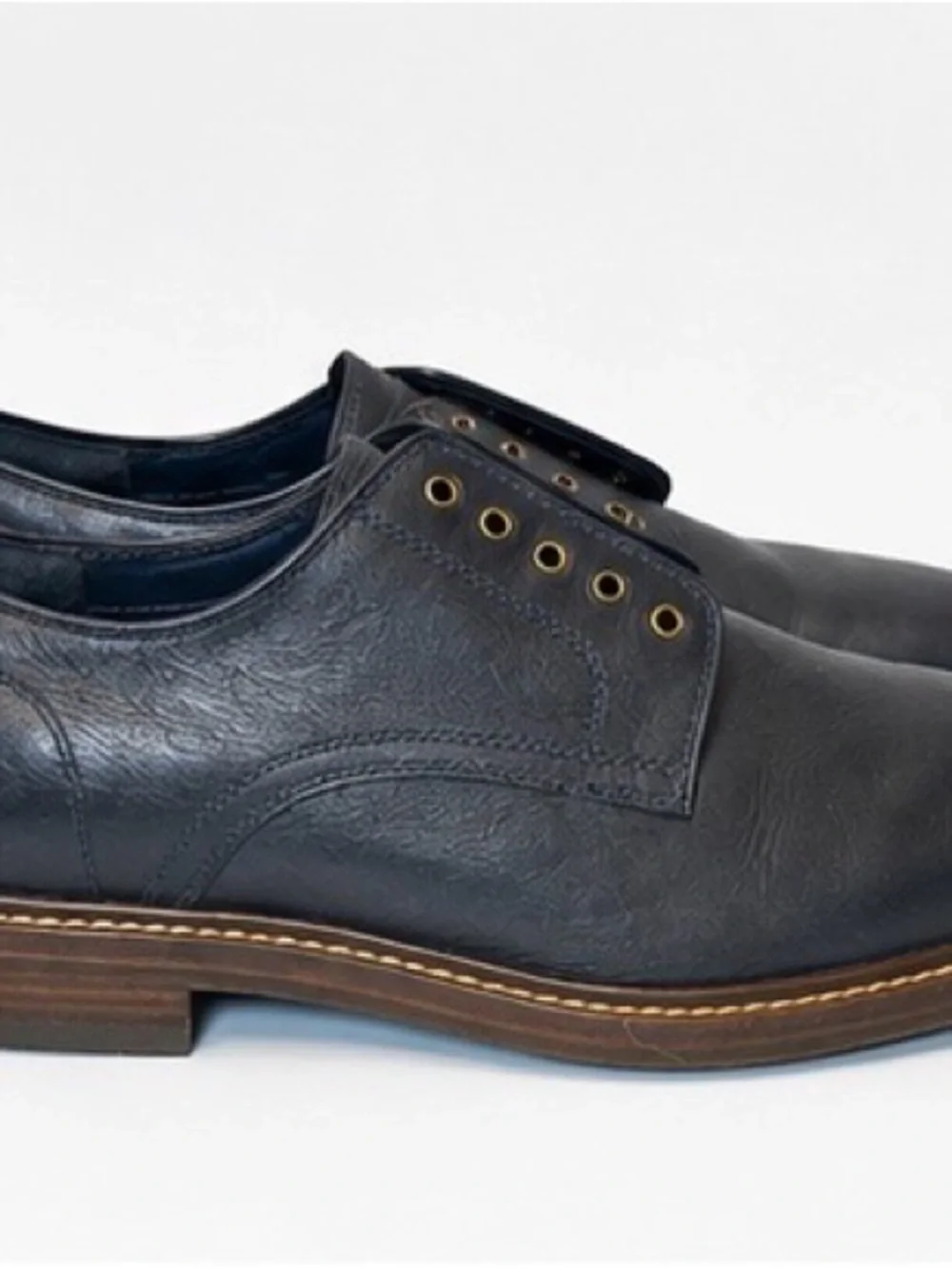 Cole Haan Navy Leather Derby/Oxford Shoes with Brass Eyelets